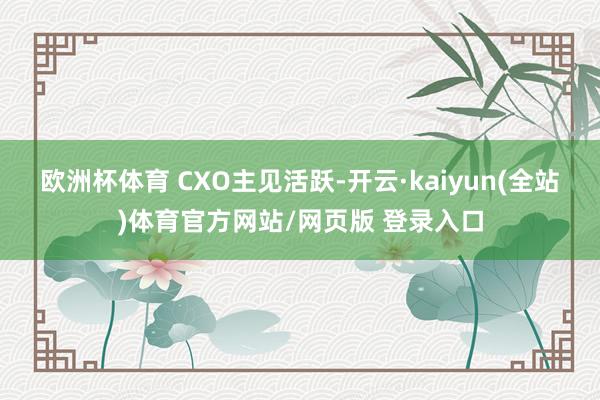 欧洲杯体育 　　CXO主见活跃-开云·kaiyun(全站)体育官方网站/网页版 登录入口