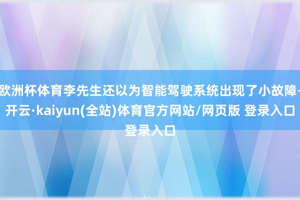 欧洲杯体育李先生还以为智能驾驶系统出现了小故障-开云·kaiyun(全站)体育官方网站/网页版 登录入口