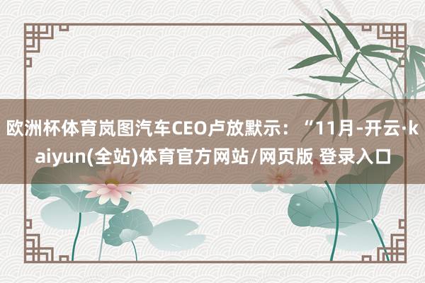 欧洲杯体育岚图汽车CEO卢放默示：“11月-开云·kaiyun(全站)体育官方网站/网页版 登录入口