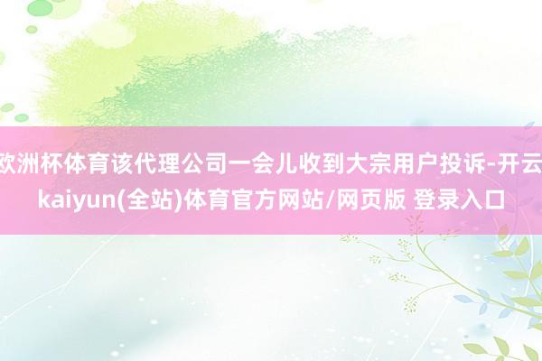 欧洲杯体育该代理公司一会儿收到大宗用户投诉-开云·kaiyun(全站)体育官方网站/网页版 登录入口