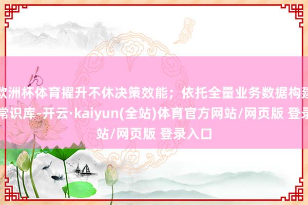 欧洲杯体育擢升不休决策效能；依托全量业务数据构建安全常识库-开云·kaiyun(全站)体育官方网站/网页版 登录入口