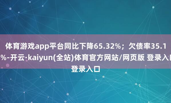 体育游戏app平台同比下降65.32%；欠债率35.16%-开云·kaiyun(全站)体育官方网站/网页版 登录入口