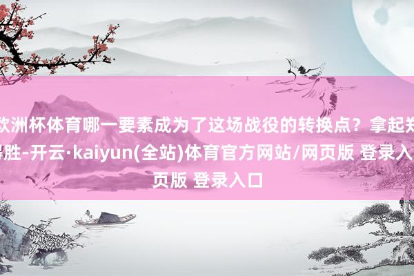 欧洲杯体育哪一要素成为了这场战役的转换点？拿起郑得胜-开云·kaiyun(全站)体育官方网站/网页版 登录入口